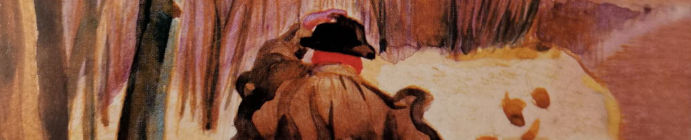 Bild eines Mannes von hinten, der in einem Herbststurm durch einen Wald marschiert. Es weht ein heftiger Wind; Blätter wirbeln durch die Luft und der Mann hält seinen Hut fest. Ausschnitt (Kopf und Oberkörper) aus dem als Titelbild fürs Buch verwendeten Ölgemälde von Frédéric-Auguste Cazals: "Verlaine".