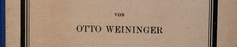 Schrift "VON // OTTO WEININGER" schwarz auf beige. - Ausschnitt aus dem Buchcover.