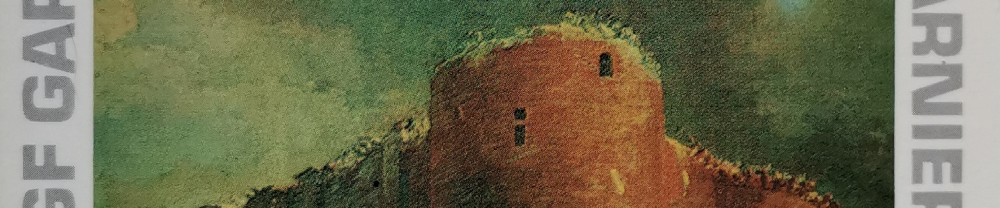 Ein runder, roter Wehrturm ragt in einen wolkenverhangenen Himmel. Die Spitze zeigt bereits Spuren der Zerstörung. Ausschnitt aus dem Buchcover, das seinerseits das Gemälde "Démolition de la Bastille" von Hubert Robert (heute im Musée Carnavalet) aus dem Jahr 1789 verwendet.