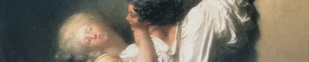 Eine Frau wehrt den stürmischen Angriff / einen Vergewaltigungsversuch eines Mannes ab. Ausschnitt aus dem für das Cover verwendeten Bildes "Le verrou" (ca. 1774/78) von Jean-Honoré Fragonard, heute im Louvre.